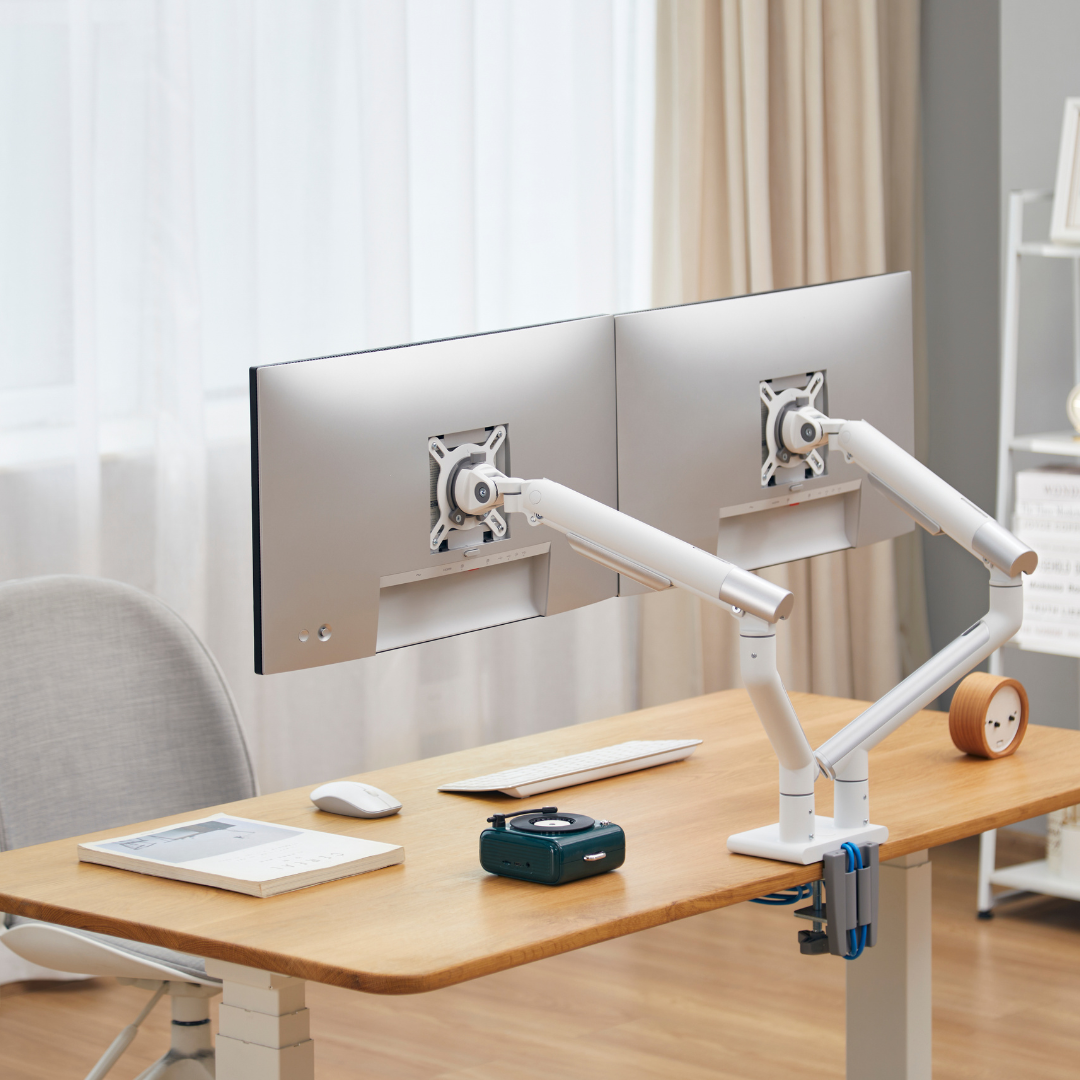 Alterzone Arm Duo USB Aluminum Monitor Arm, 2 x USB 3.0 Ports, White