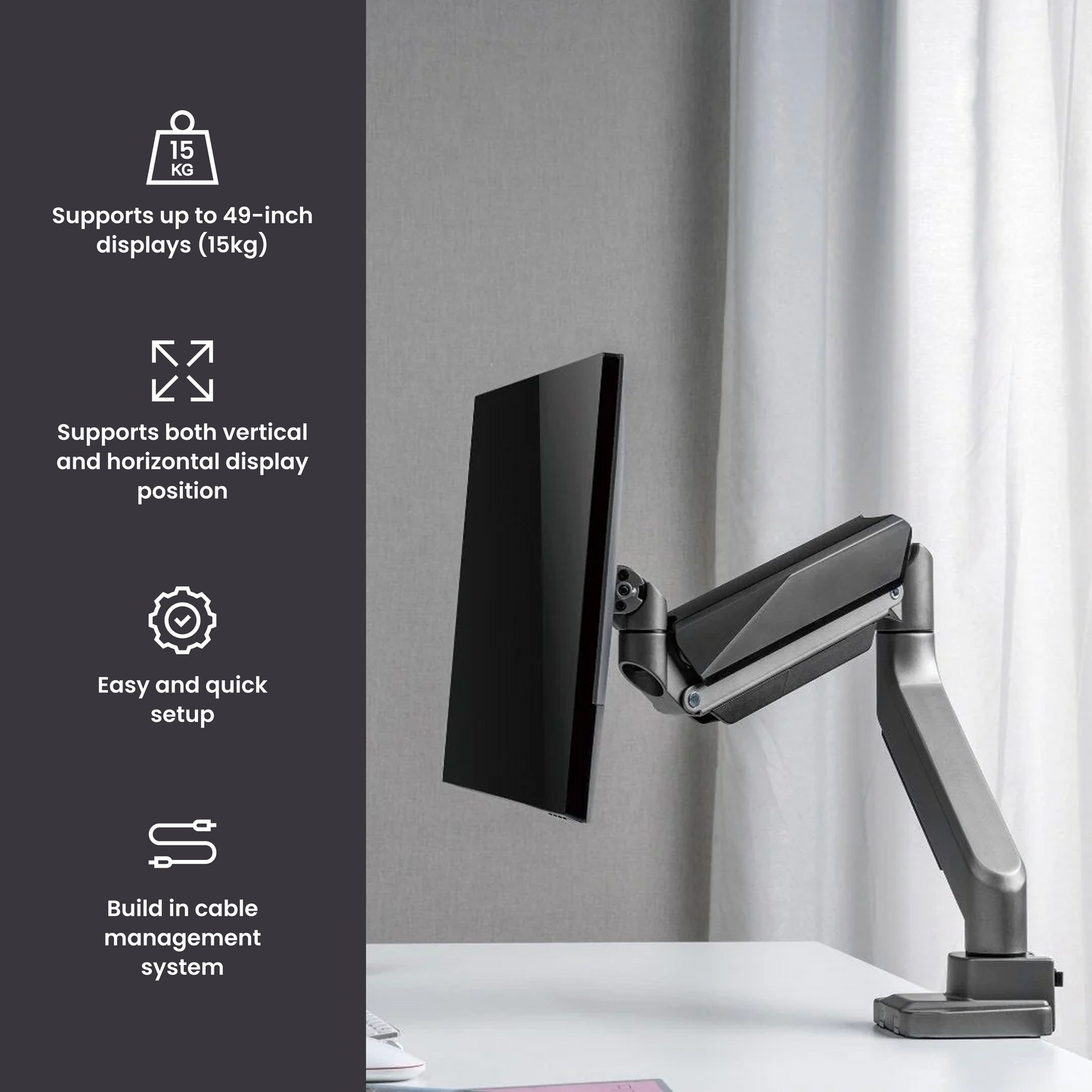 Alterzone Arm ADV Single Monitor Arm, Space Gray