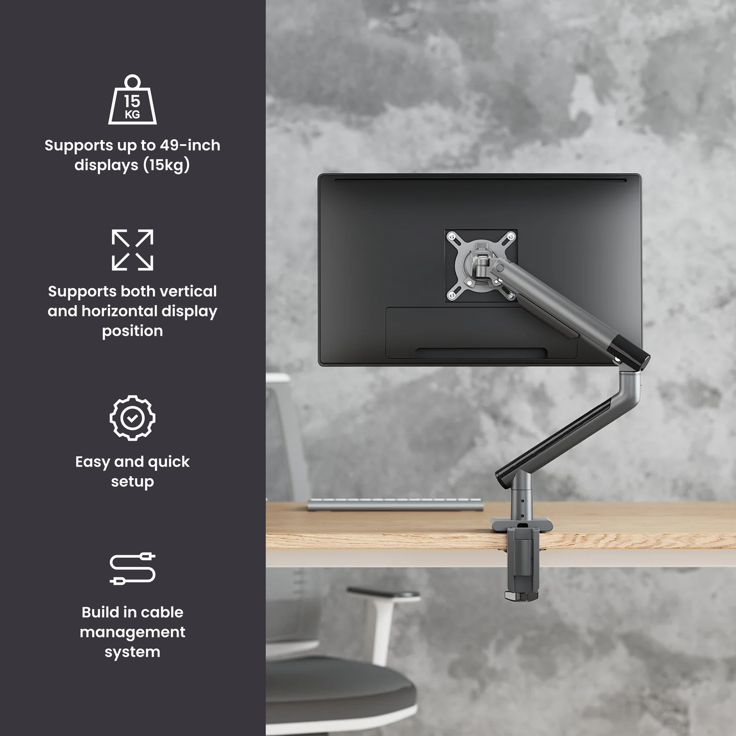 Alterzone Arm One Aluminum Monitor Arm, Space Gray