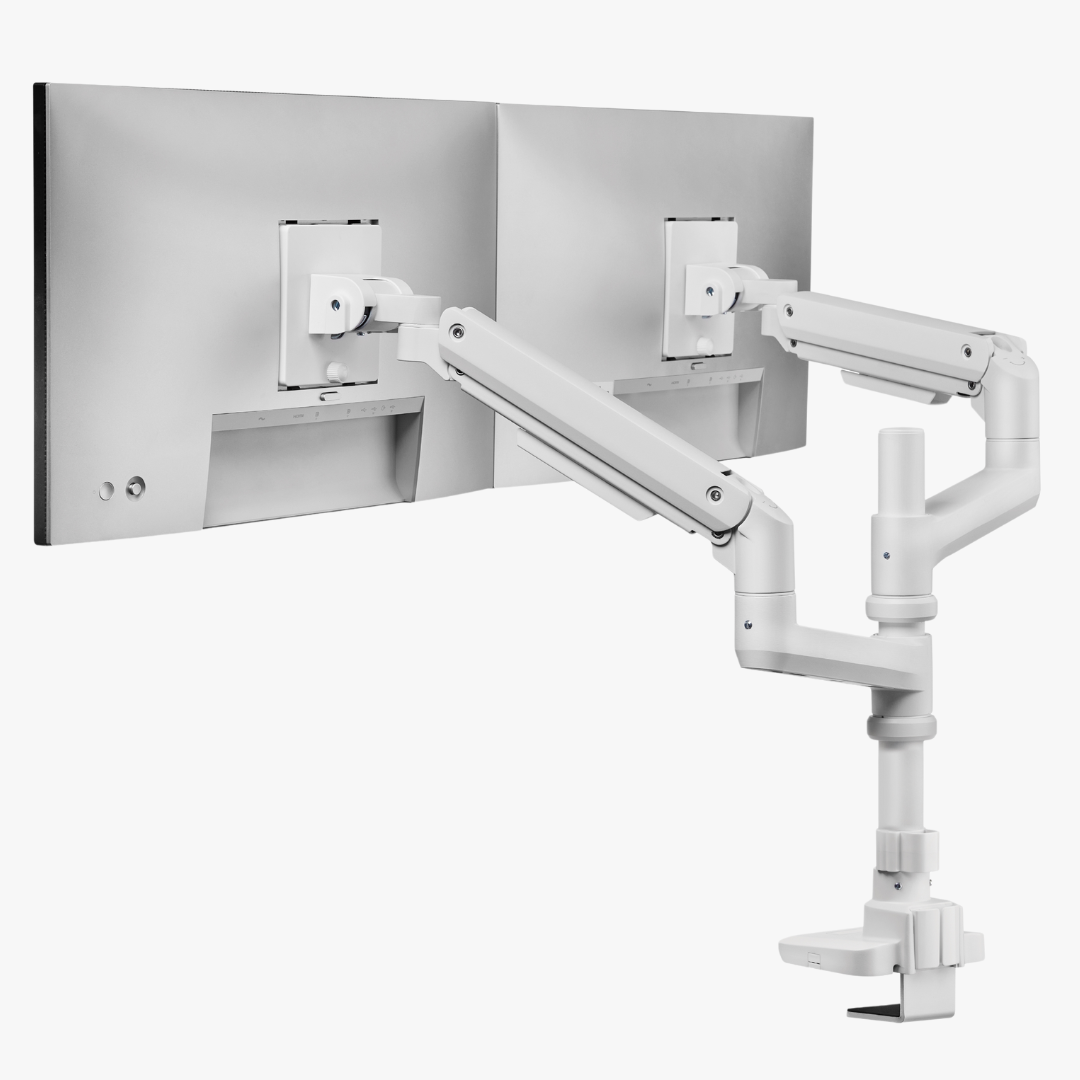 Alterzone Arm Luxe Heavy-duty Duo monitorivarsi kahdelle näytölle, valkoinen