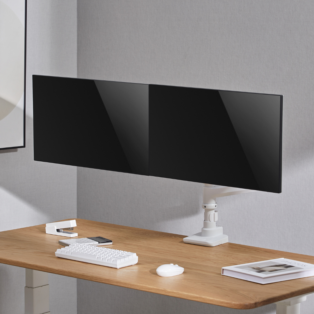 Alterzone Arm Luxe Heavy-duty Duo monitorivarsi kahdelle näytölle, valkoinen