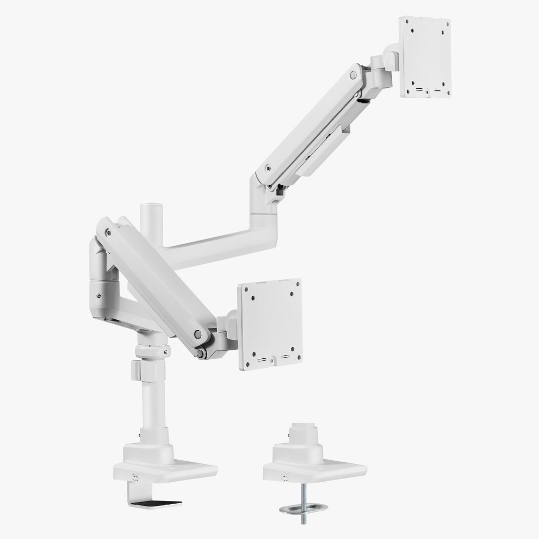 Alterzone Arm Luxe Heavy-duty Duo monitorivarsi kahdelle näytölle, valkoinen