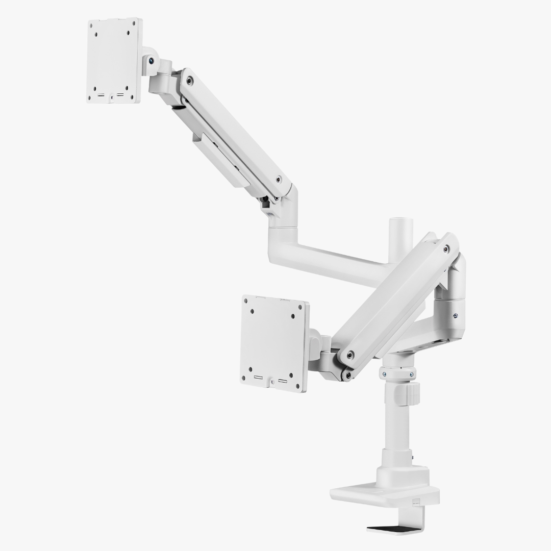 Alterzone Arm Luxe Heavy-duty Duo monitorivarsi kahdelle näytölle, valkoinen