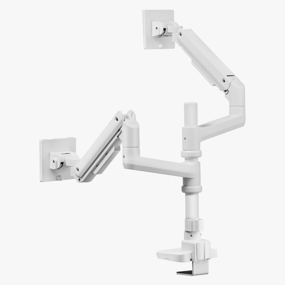 Alterzone Arm Luxe Heavy-duty Duo monitorivarsi kahdelle näytölle, valkoinen