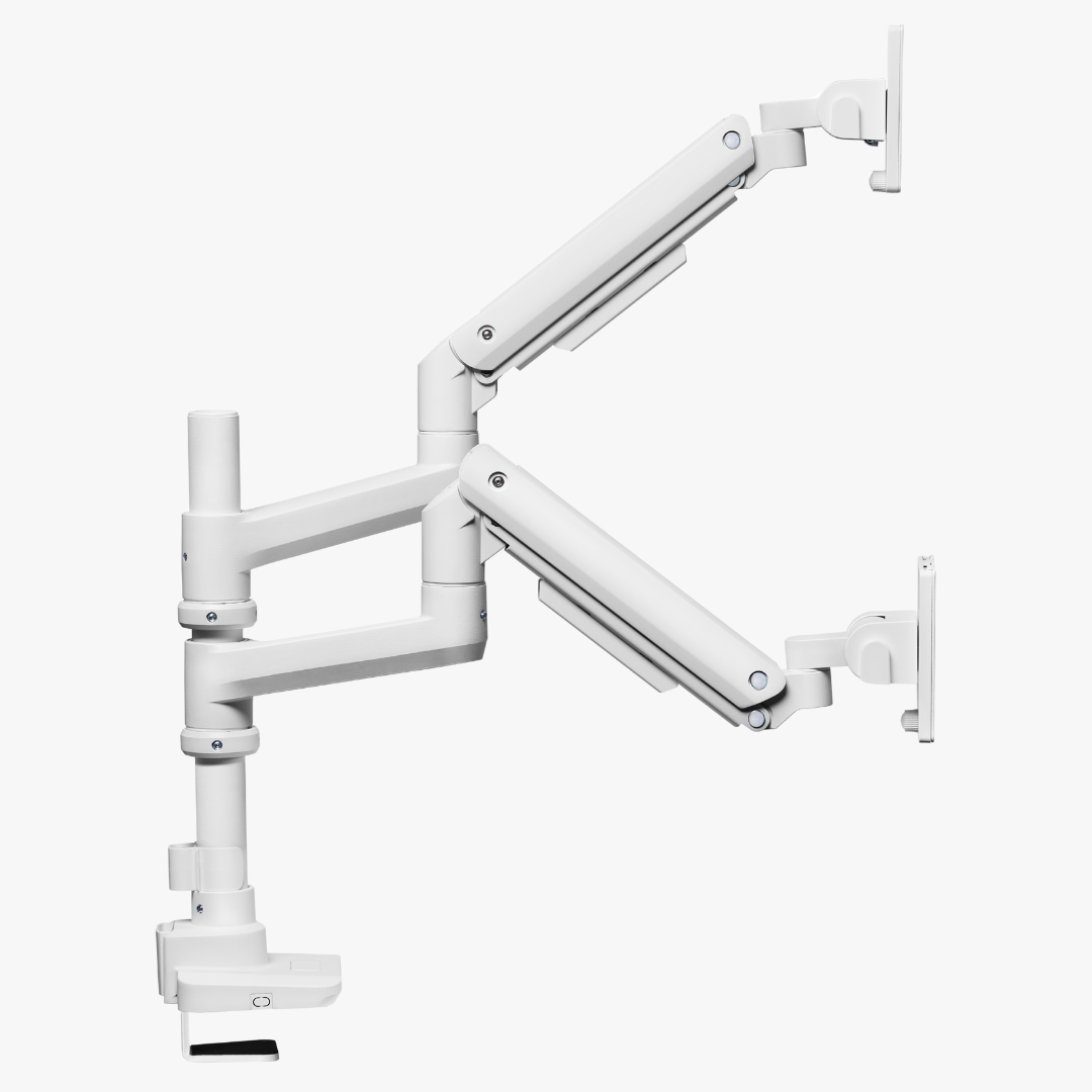 Alterzone Arm Luxe Heavy-duty Duo monitorivarsi kahdelle näytölle, valkoinen