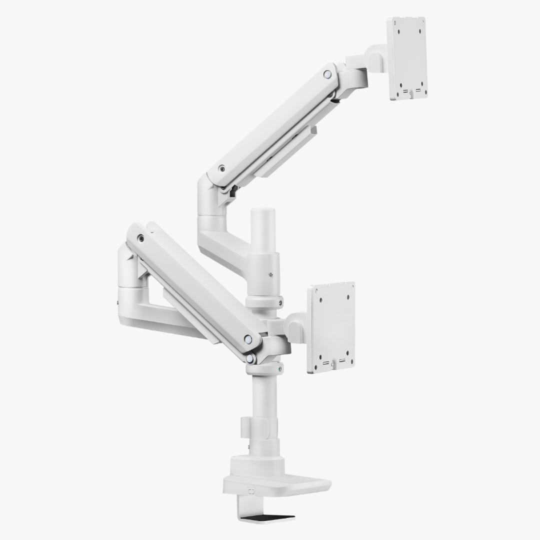 Alterzone Arm Luxe Heavy-duty Duo monitorivarsi kahdelle näytölle, valkoinen