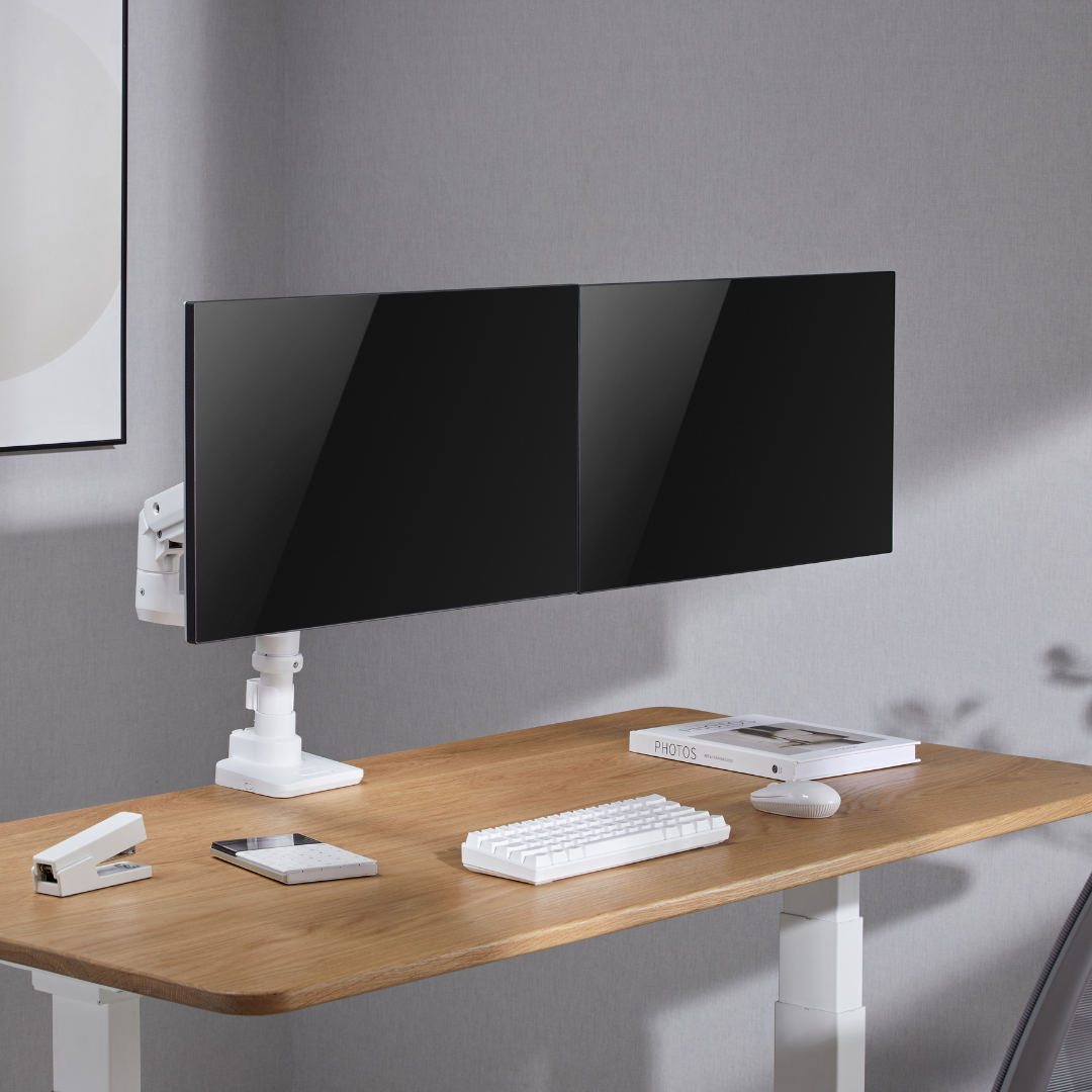 Alterzone Arm Luxe Heavy-duty Duo monitorivarsi kahdelle näytölle, valkoinen