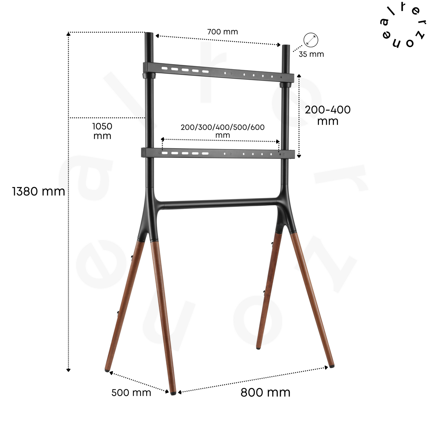 Alterzone Quad TV Floor Stand for 49"-70" TV's, Walnut
