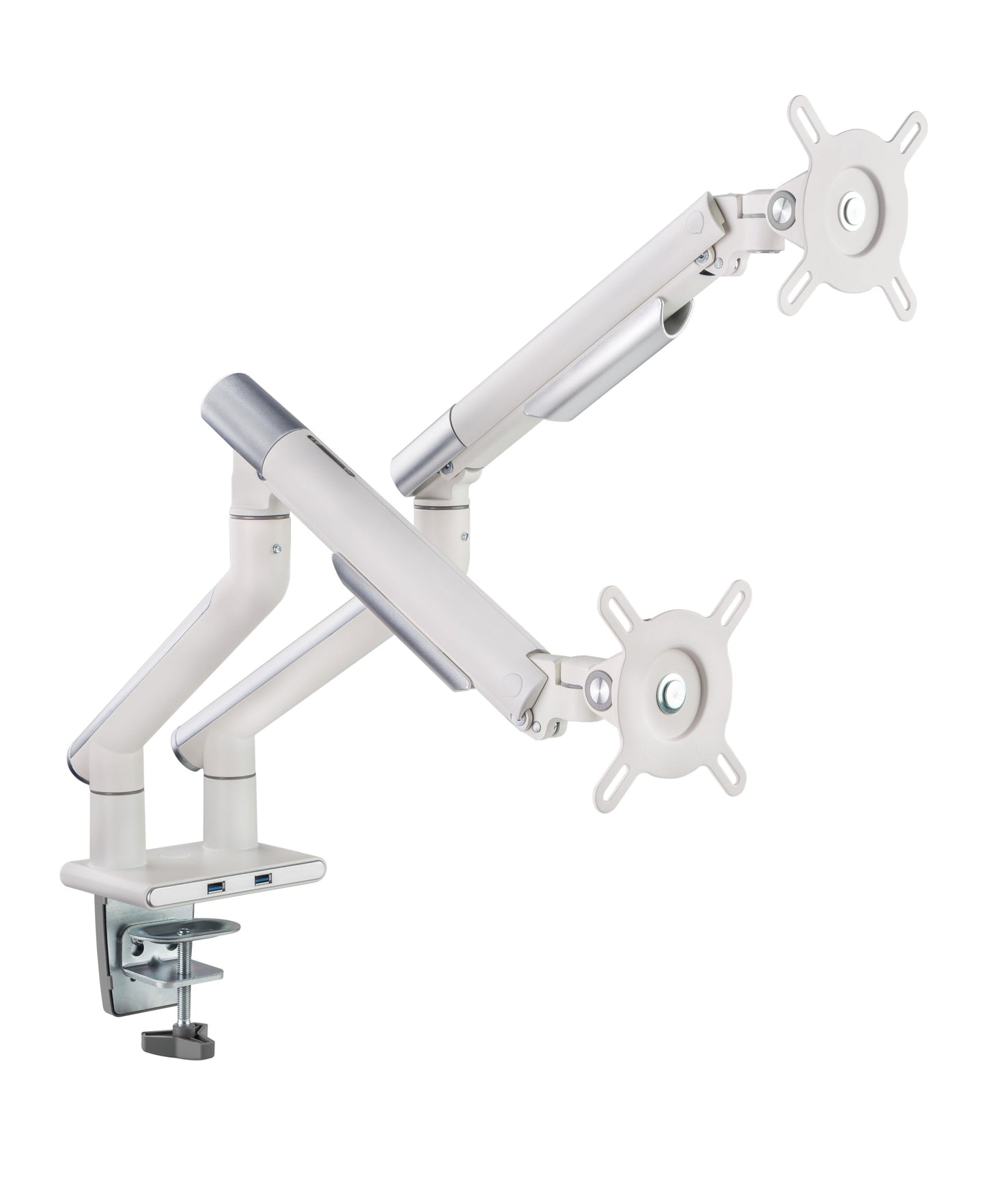 Alterzone Arm Duo USB Aluminum Monitor Arm, 2 x USB 3.0 Ports, White