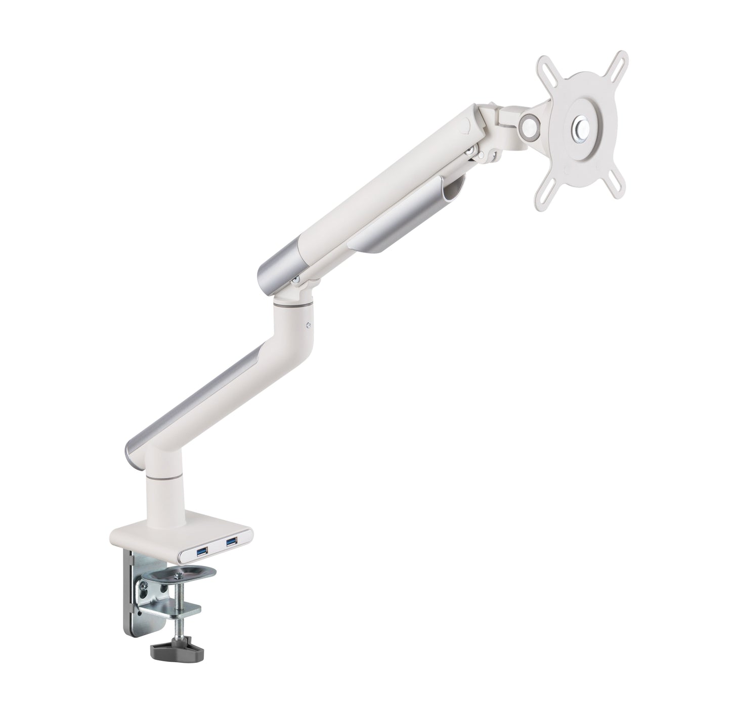 Alterzone Arm One USB Aluminum Monitor Arm, 2 x 3.0 USB Ports, White