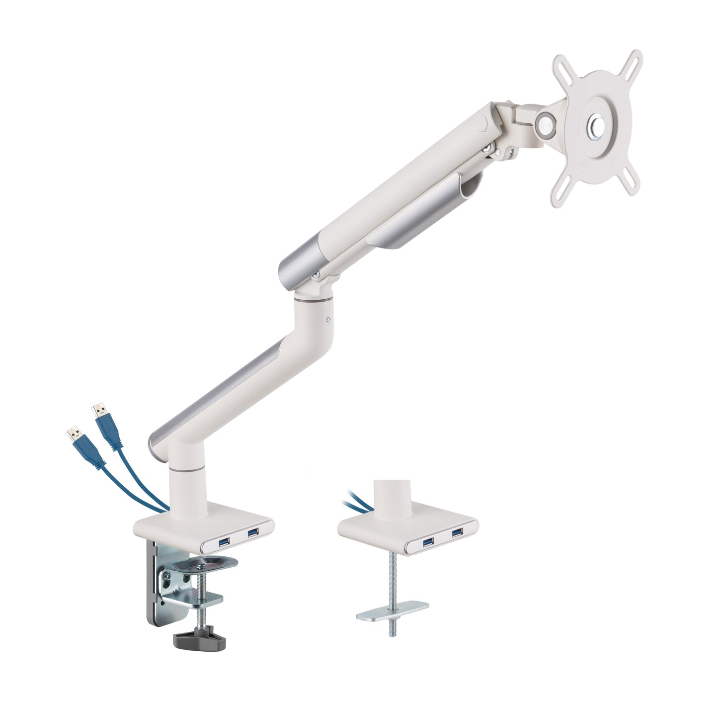 Alterzone Arm One USB Aluminum Monitor Arm, 2 x 3.0 USB Ports, White