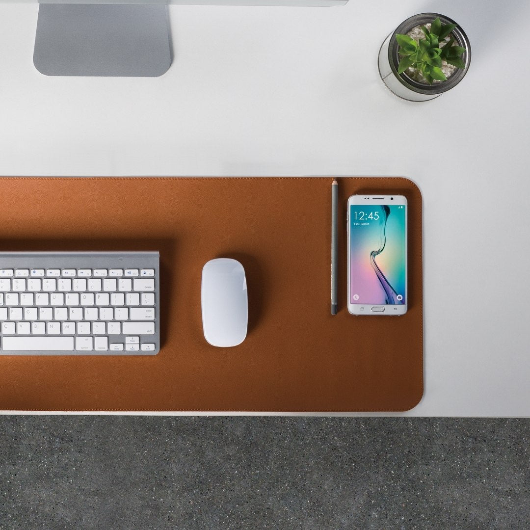 Alterzone Pad Desktop Sustainable Vegan Leather Surface, Cognac Brown
