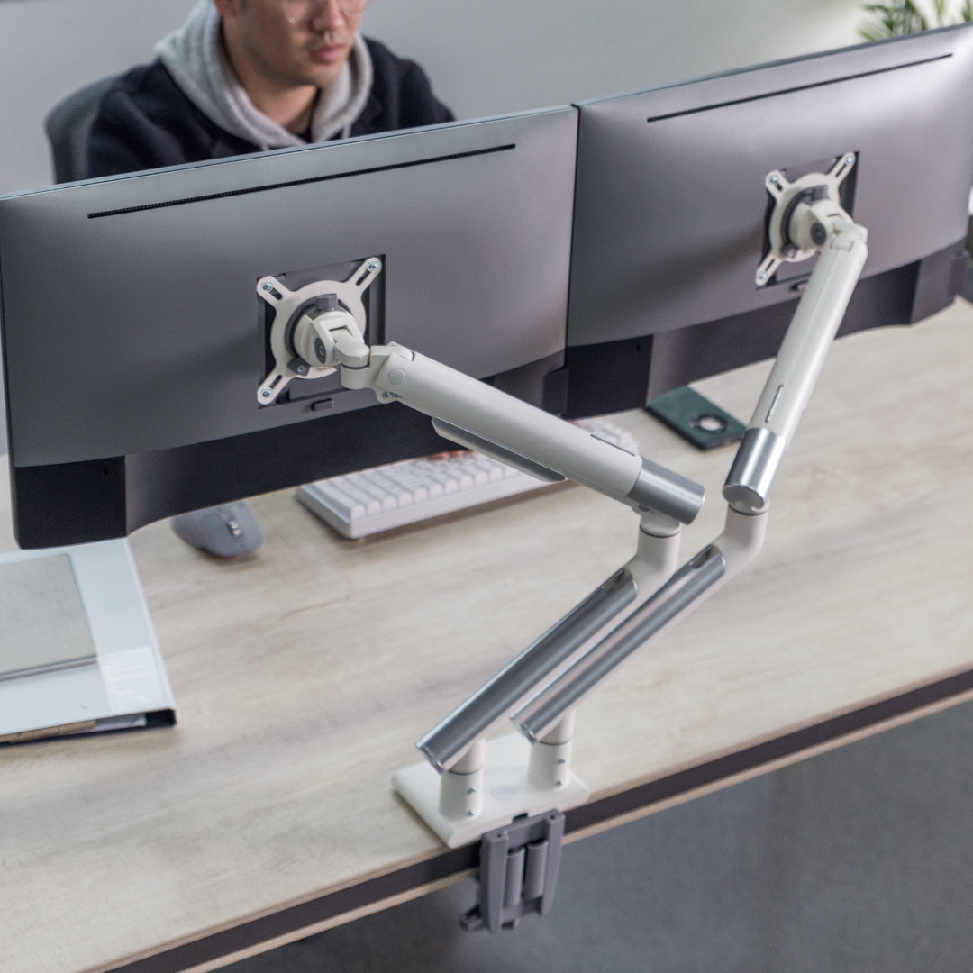 Alterzone Arm Duo Aluminum Monitor Arm, White