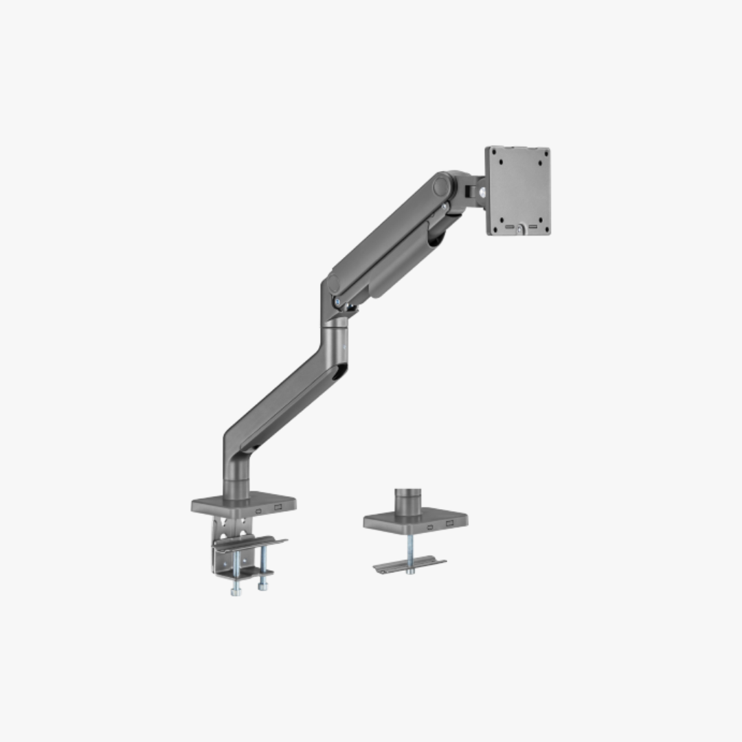 Alterzone Arm Momentum Heavy-duty Single Monitor Arm With USB-A/USB-C Ports, Space Gray