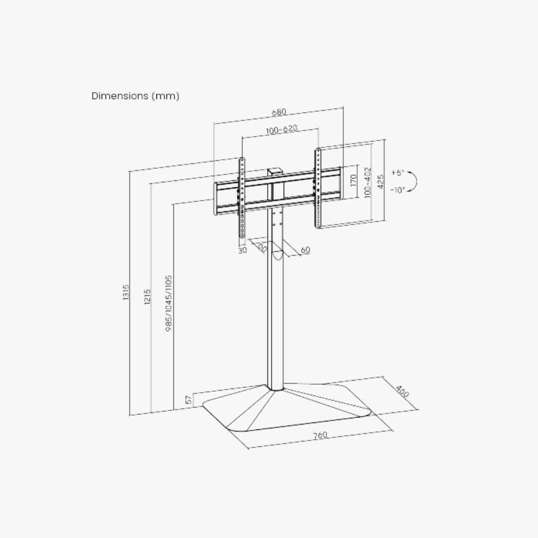 Alterzone Slim 7 X TV Floor Stand for 32"-75" TV's