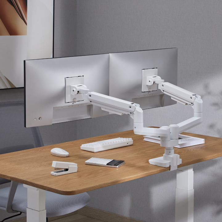 Alterzone Arm Luxe Duo Heavy-duty Dual Monitor Arm, White