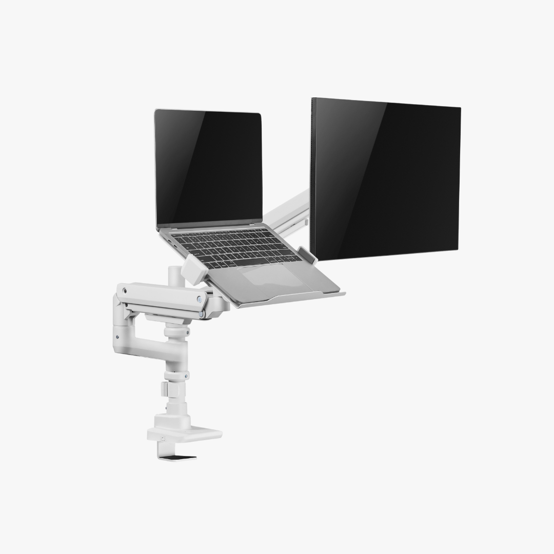 Alterzone Arm Luxe Heavy-duty Single Monitor Arm with Laptop Tray, White