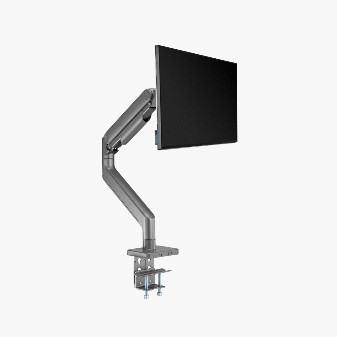 Alterzone Arm Momentum Heavy-duty Single Monitor Arm With USB-A/USB-C Ports, Space Gray