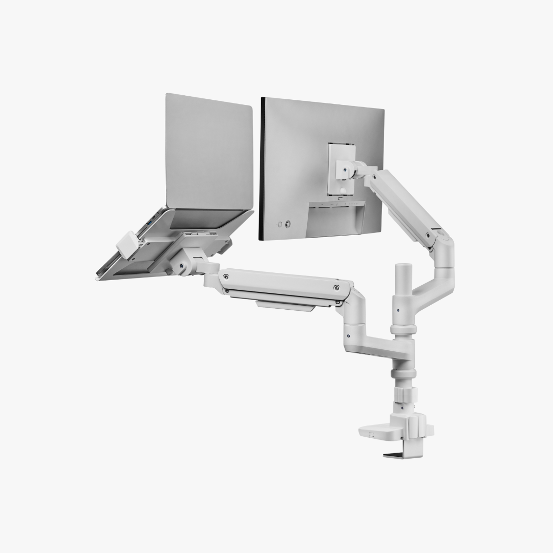 Alterzone Arm Luxe Heavy-duty Single Monitor Arm with Laptop Tray, White