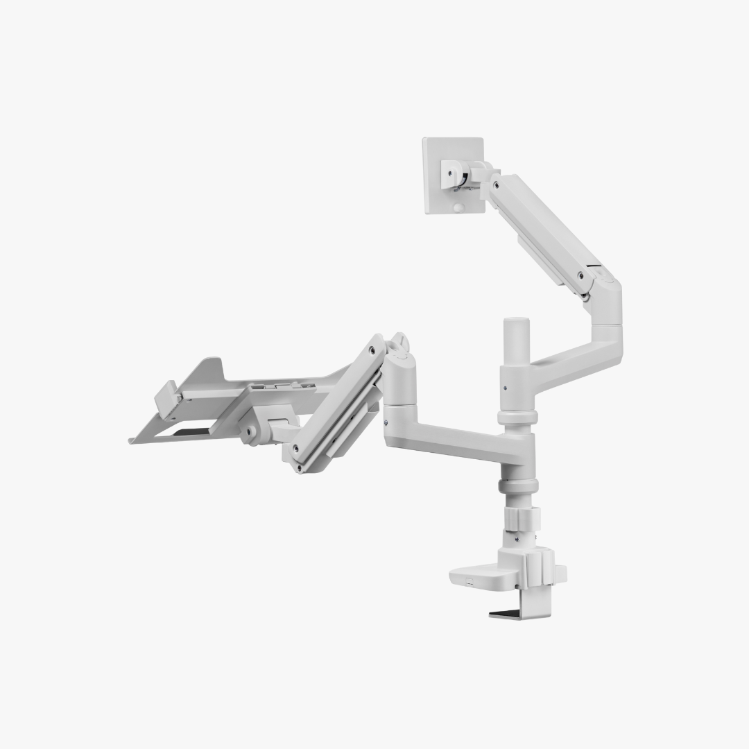 Alterzone Arm Luxe Heavy-duty Single Monitor Arm with Laptop Tray, White