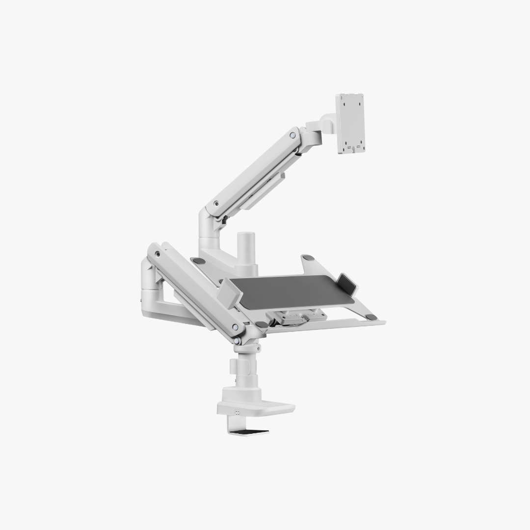 Alterzone Arm Luxe Heavy-duty Single Monitor Arm with Laptop Tray, White