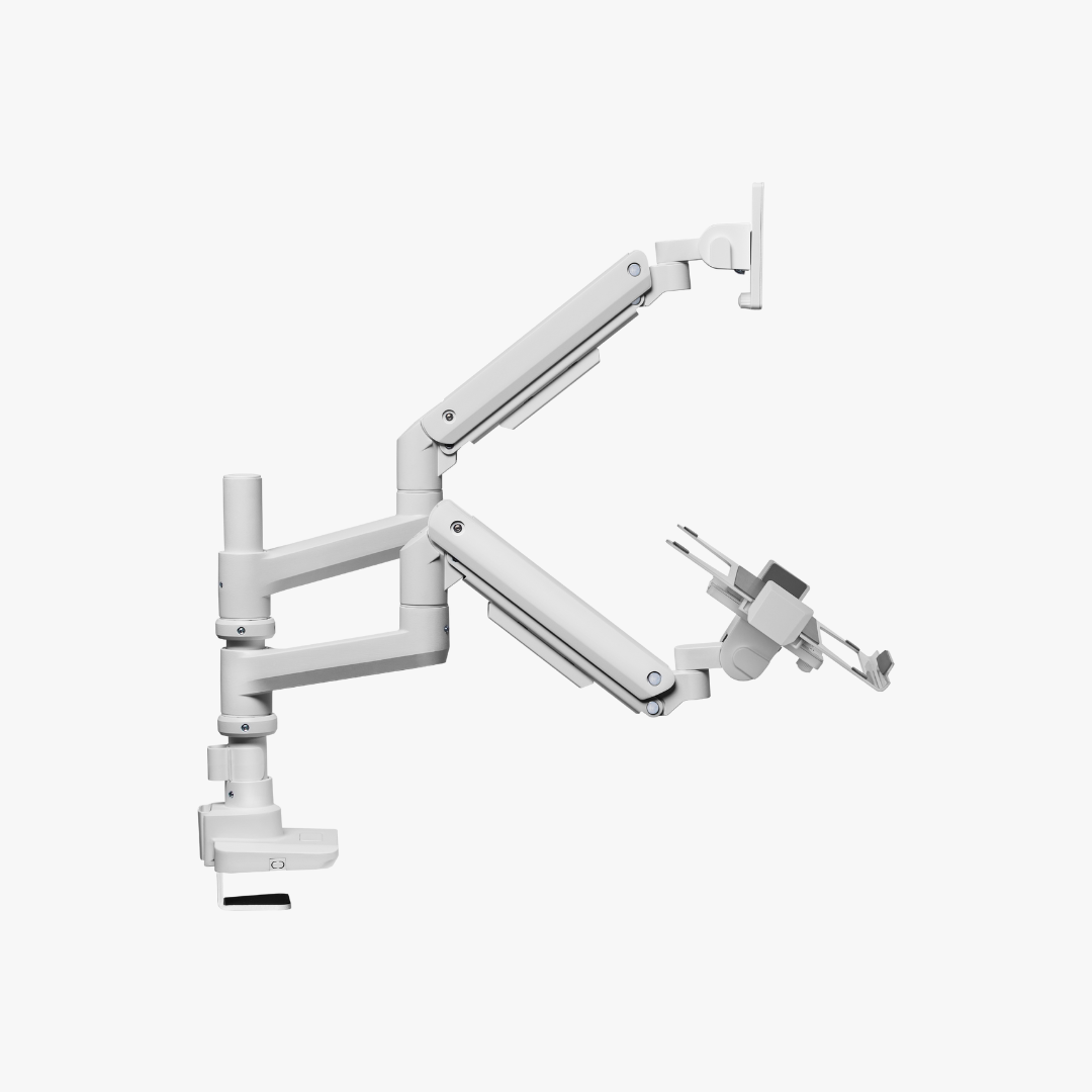 Alterzone Arm Luxe Heavy-duty Single Monitor Arm with Laptop Tray, White