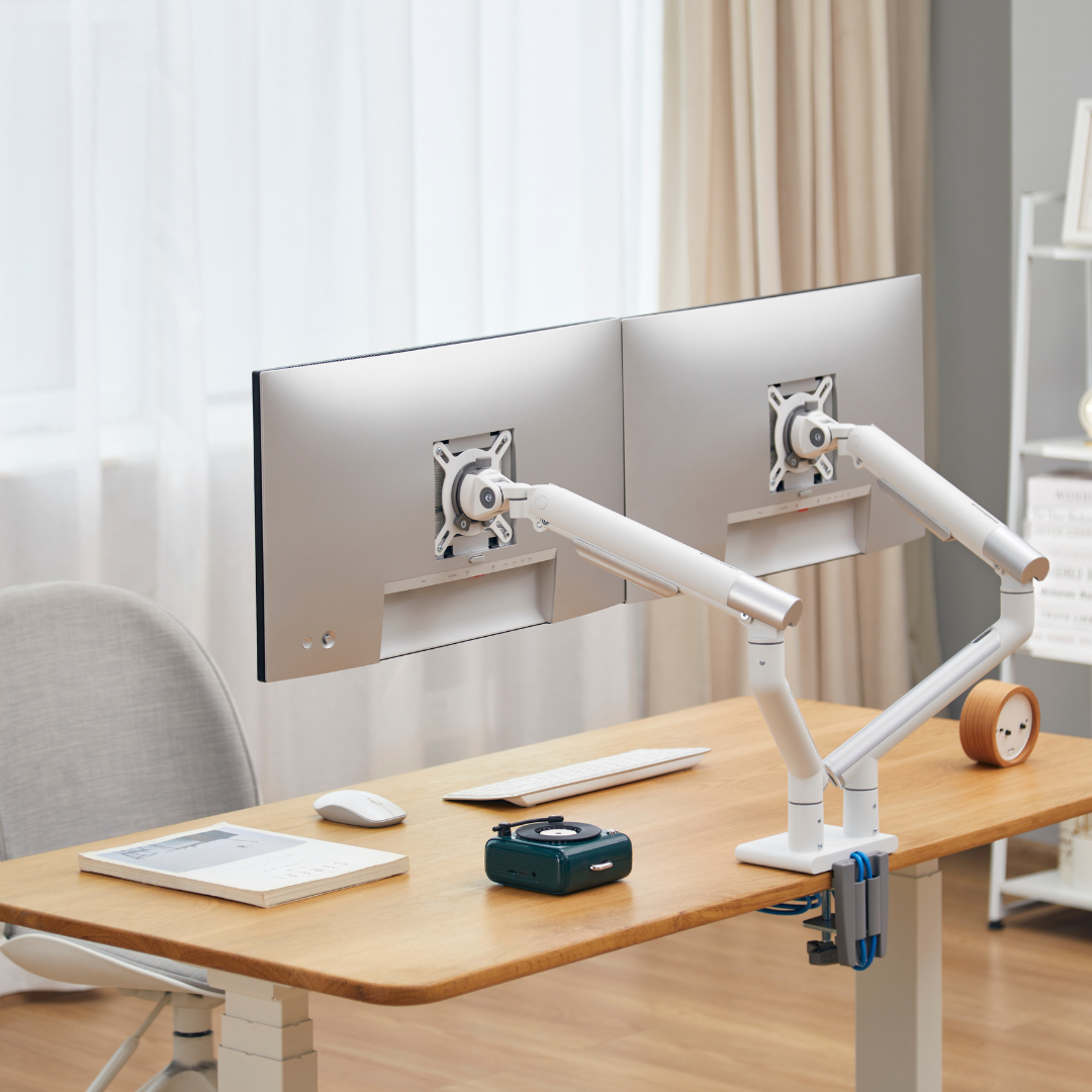 Alterzone Arm Duo USB Aluminum Monitor Arm, 2 x USB 3.0 Ports, White 