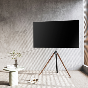 Alterzone Trio Lite Easel TV Floor Stand, Black & Walnut