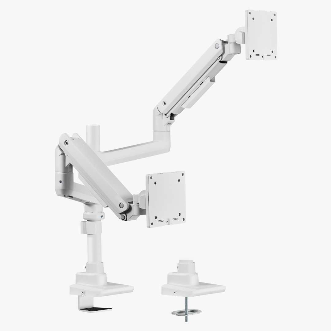 Alterzone Arm Luxe Duo Heavy-duty monitorivarsi kahdelle näytölle, valkoinen