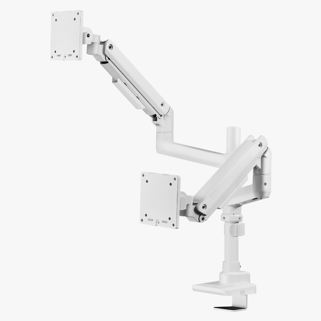 Alterzone Arm Luxe Duo Heavy-duty monitorivarsi kahdelle näytölle, valkoinen