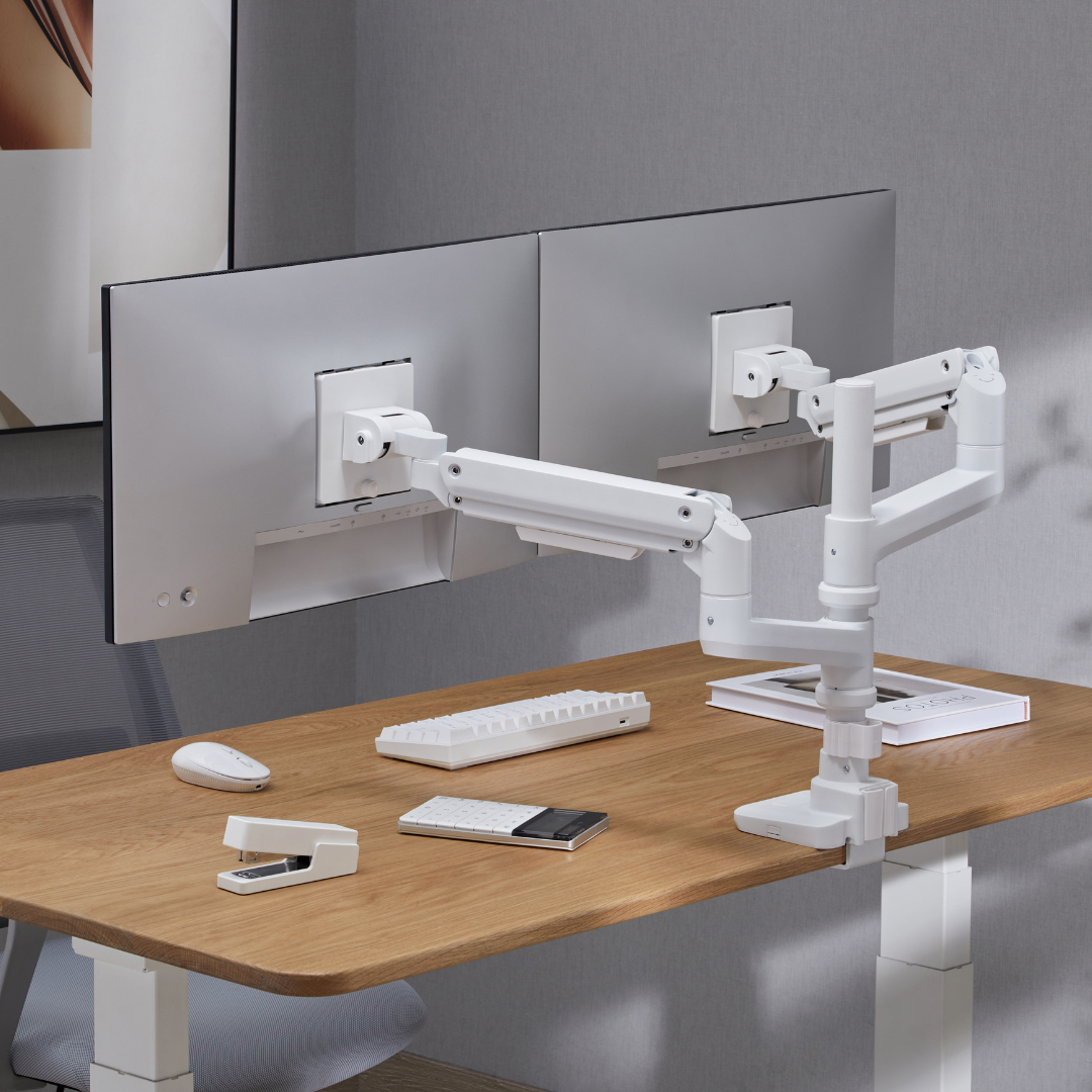 Alterzone Arm Luxe Duo Heavy-duty monitorivarsi kahdelle näytölle, valkoinen