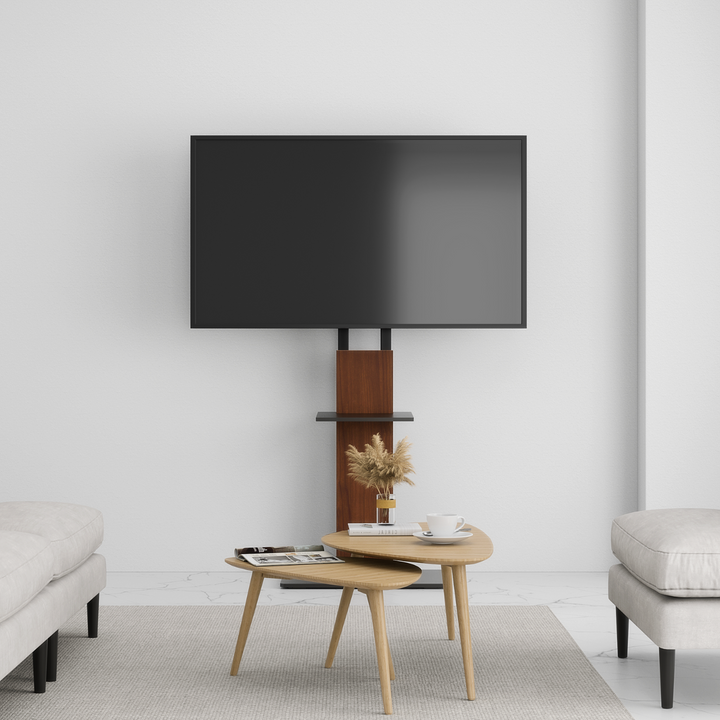 Alterzone Slim 6s TV Floor Stand with Shelf for 32"-60" TVs, Walnut