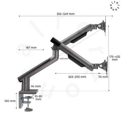 Alterzone Arm Duo Aluminum Monitor Arm, Space Gray 