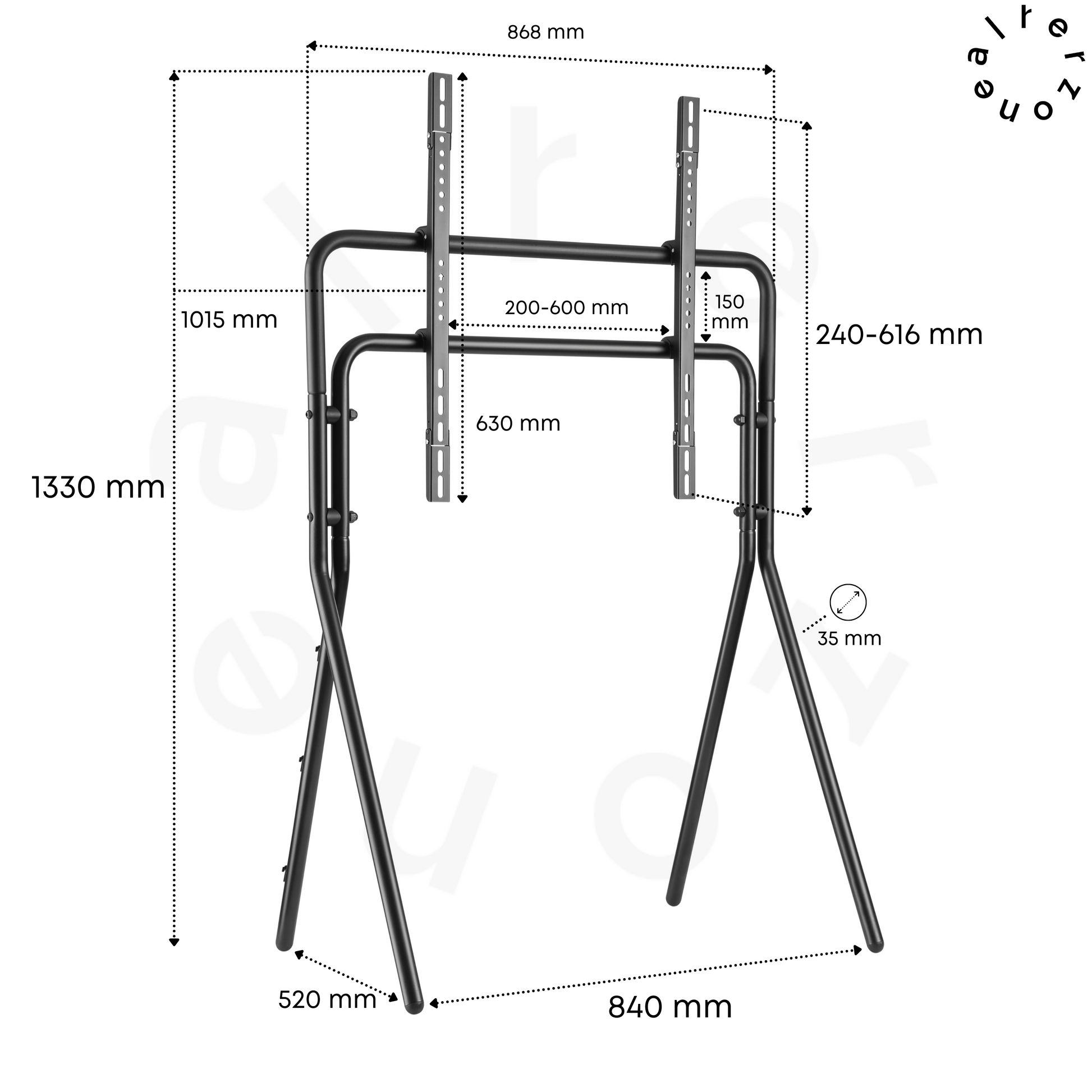 Alterzone Steel TV Floor Stand for 49"-70" TVs, Black 