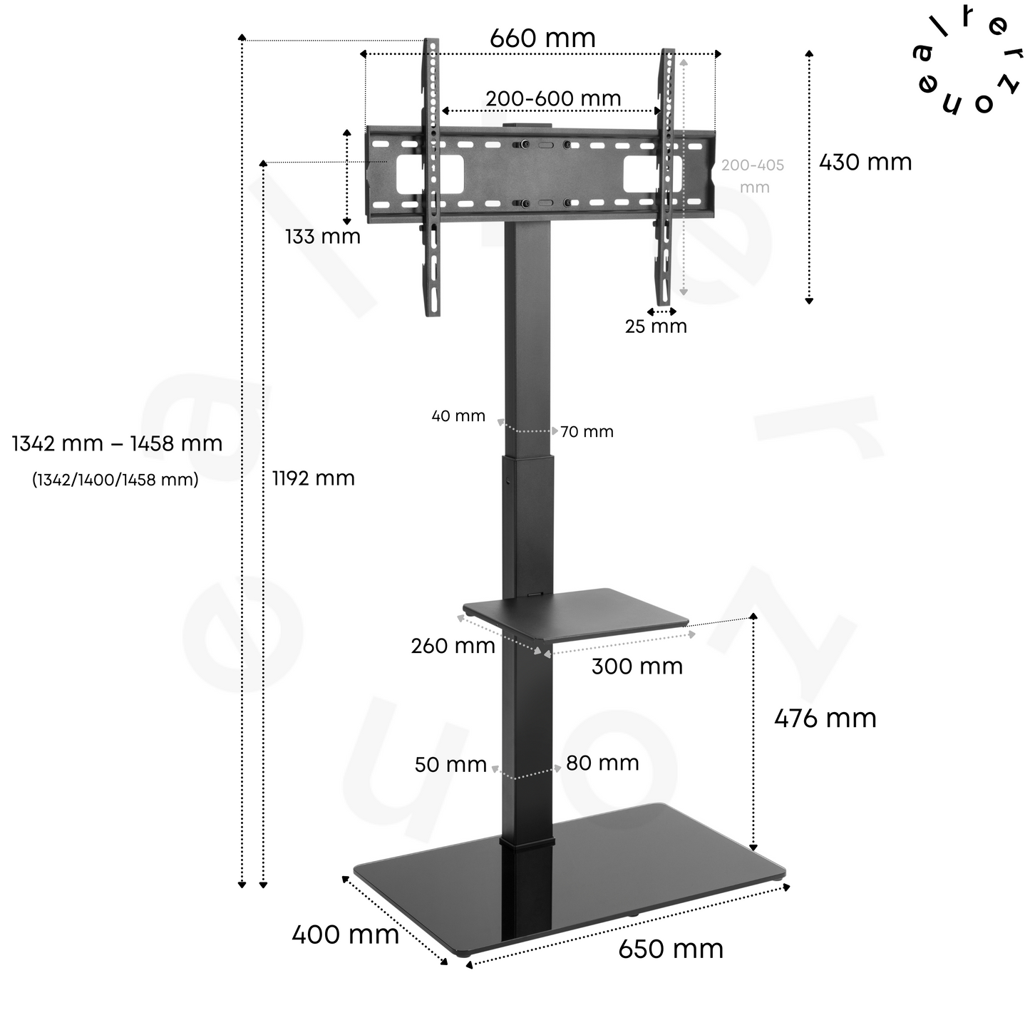 Alterzone Slim 7g TV Stand with Glass Base for 37"-70" TVs, Black 