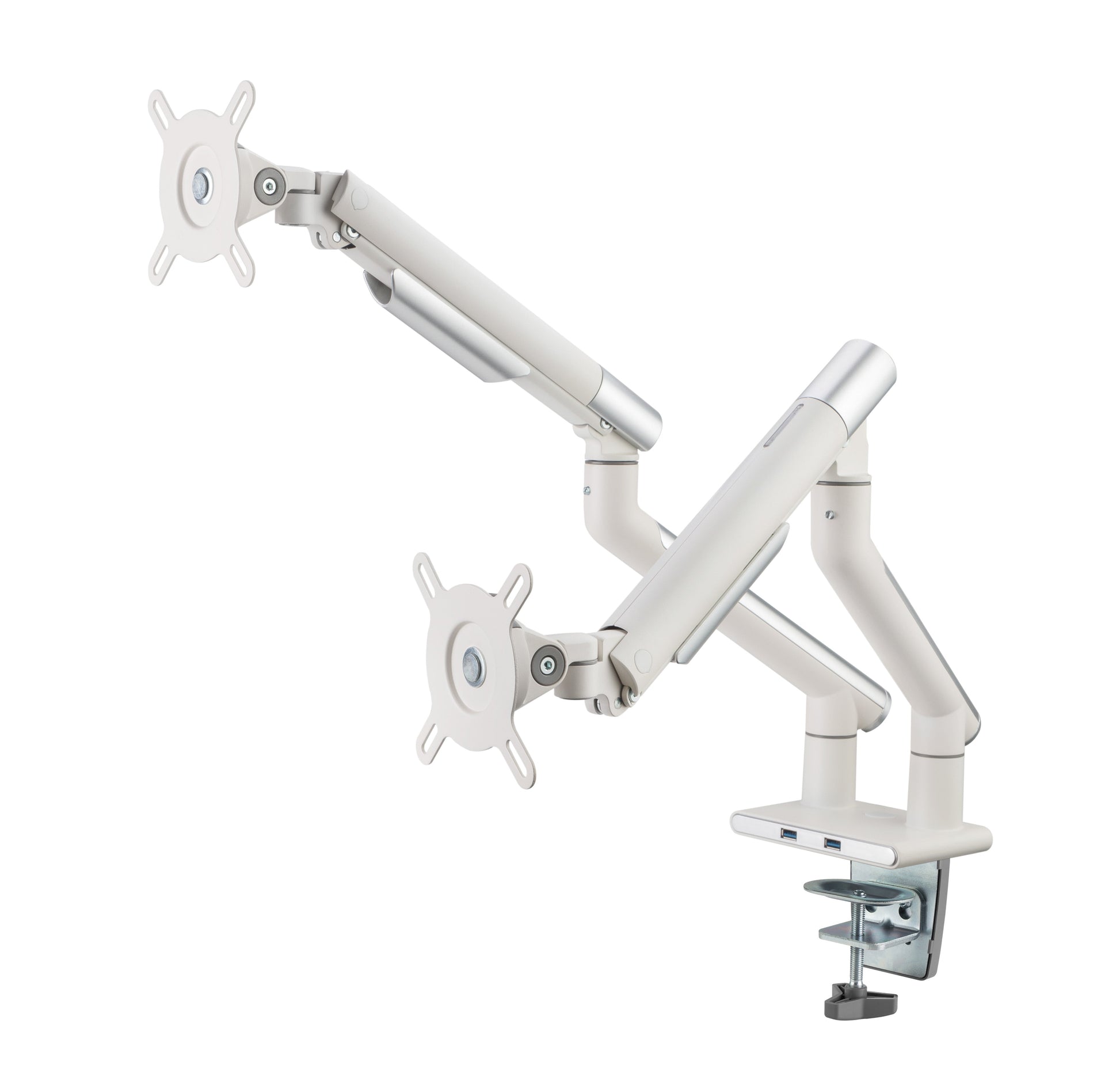 Alterzone Arm Duo USB Aluminum Monitor Arm, 2 x USB 3.0 Ports, White 