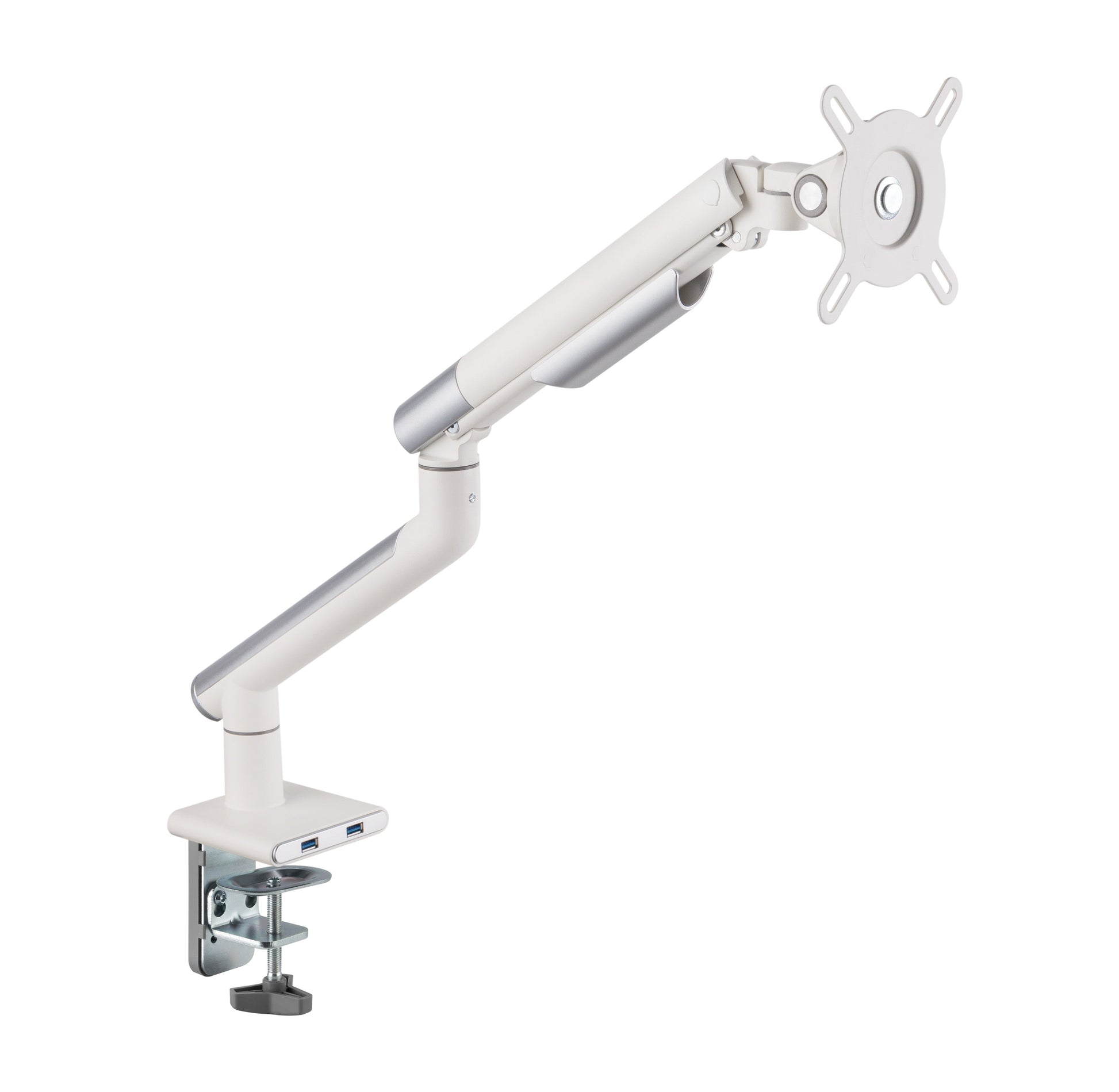 Alterzone Arm One USB Aluminum Monitor Arm, 2 x 3.0 USB Ports, White 