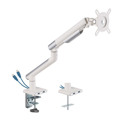 Alterzone Arm One USB Aluminum Monitor Arm, 2 x 3.0 USB Ports, White 