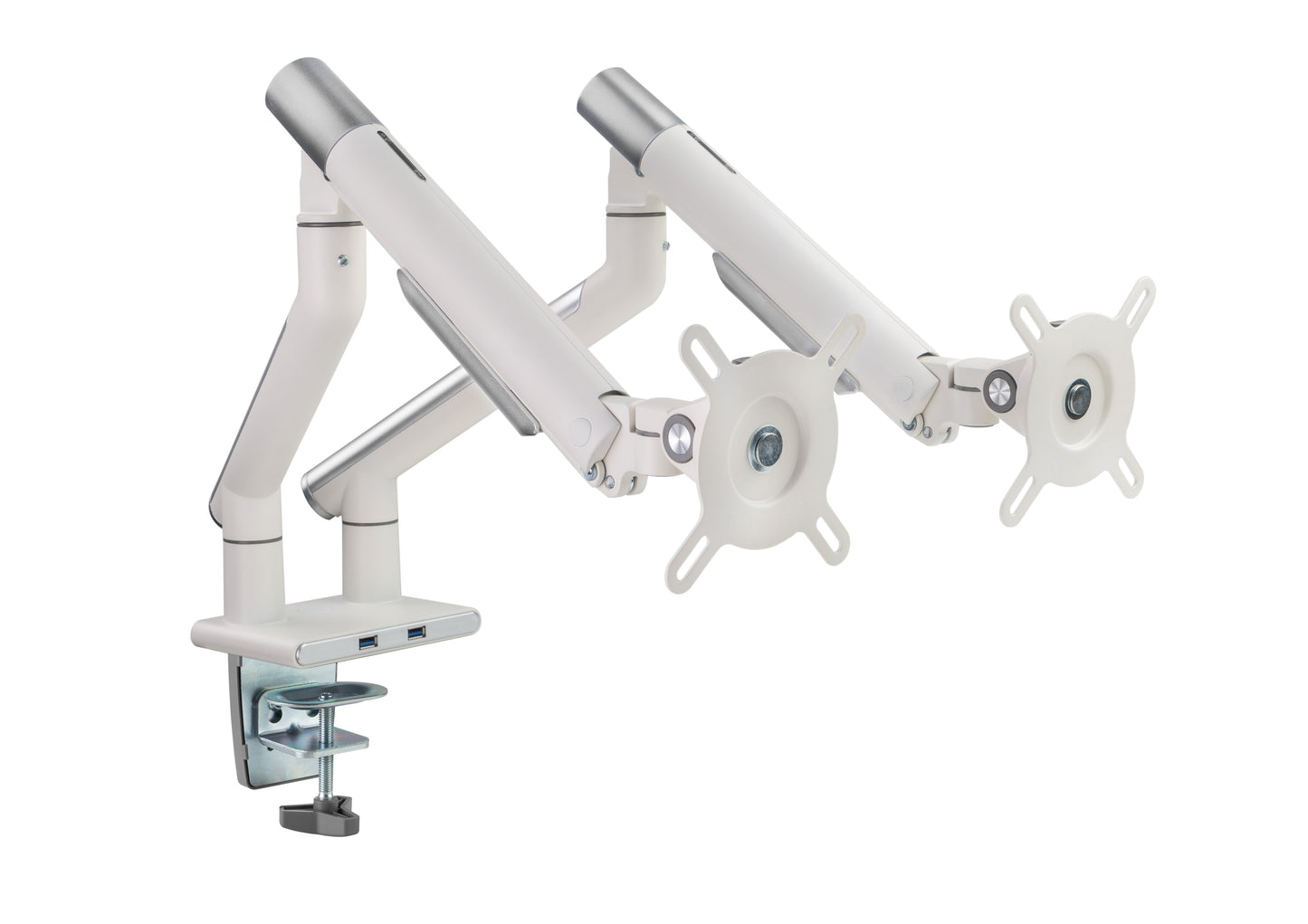 Alterzone Arm Duo USB Aluminum Monitor Arm, 2 x USB 3.0 Ports, White 